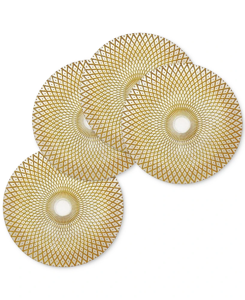 American Atelier Gold & White Cutout Glass Charger Plates, Set of 4