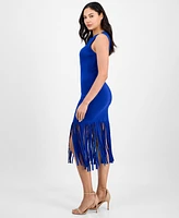 Anne Klein Women's Boat-Neck Asymmetric Fringe Dress