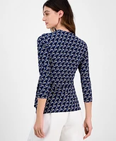 Anne Klein Printed Tie-Waist Top