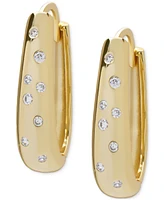 Lab Grown White Sapphire Scatter Oval Hoop Earrings (1/6 ct. t.w.) in 14k Gold-Plated Sterling Silver