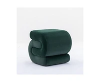 The Pop Home Chic S-Shape Velvet Footstool, Upholstered Makeup Stool, Modern Ottoman for Bedroom, Living Room, and Dressing Area-The