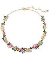 Kate Spade New York Gold-Tone Stone & Cubic Zirconia Bursting Blooms Statement Necklace, 16" + 3" extender