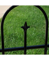 Sunnydaze Decor Finial 8' Set of 2 Decorative Garden Fence Panels - Iron Border Fence - 49.25" W x 38.25" H Per Panel - Black