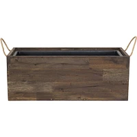 Outdoor Rectangle Acacia Wood Planter Box with Handles - 20.75 Inches Wide - Indoor and Outdoor Use