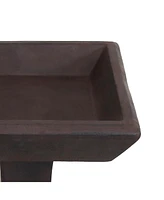 Sunnydaze Decor Simply Square 23-Inch H Glass Fiber Reinforced Concrete Bird Bath - Brown