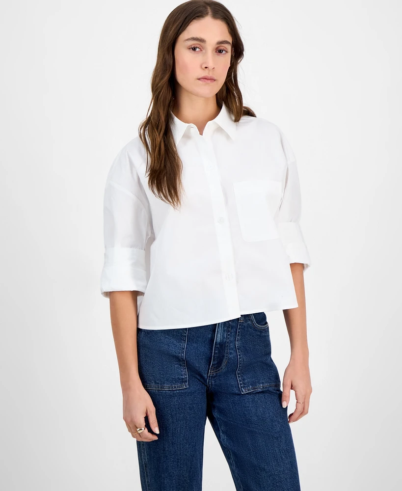 And Now This Women's Boxy Cotton Button-Front Shirt