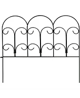 Victorian 60' Set of 40 Decorative Garden Fence Panels - Iron Border Fence - 18" W x 16" H Per Piece - Black