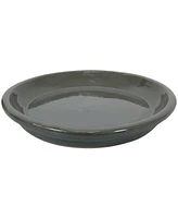 Ceramic Outdoor Flower Pot Saucers Set of - Uv- and Frost-Resistant - Gray Glazed FInish