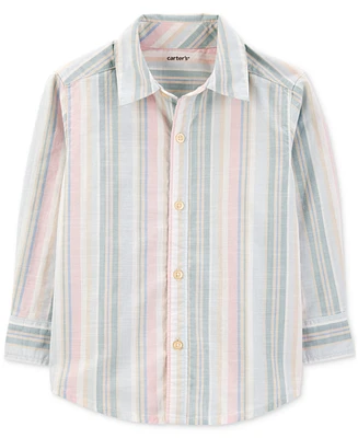 Carter's Toddler Boys Striped Woven Cotton Long-Sleeve Button-Down Shirt