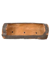 Sunnydaze Decor 35-Inch Polyresin Rustic Log Planter with 3 Drainage Holes - 50-Quart Soil Capacity