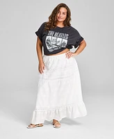 And Now This Plus Cotton Embroidered Lace-Trim Maxi Skirt, Exclusively at Macy's