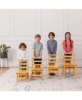 ECR4Kids Three Rung Ladderback Chair, 16" Seat Height, Honey, 2-Pack