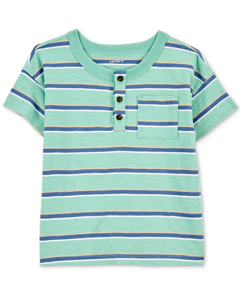 Carter's Toddler Boys Striped Cotton Short-Sleeve Henley T-Shirt
