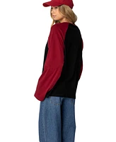 Edikted Womens Oversized Raglan Long Sleeve T Shirt