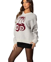 Edikted Women's Cherry 3 Oversized V Neck Sweater