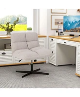 Gouun Office Armless Chair Cross Legged with Imitation Lamb Fleece and Adjustable Height