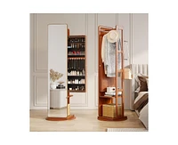 Vlsrka Solid Wood Jewelry Storage Cabinet with Full Length Mirror