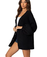 Edikted Womens Mathilde Oversized V Neck Cardigan