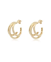 The Lovery Gold Triple Hoop Earrings 14K Gold