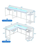 gaomon L Gaming Desk, 68" Home Office Desk with File Drawer & Power Outlet, Computer Corner Desk