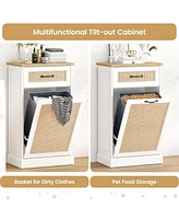 gaomon Tilt Out Trash Cabinet with Natural Rattan