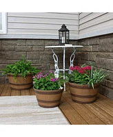 Sunnydaze Decor Set of 3 Resin Rustic Cask Outdoor Planter - Modern Decorative Planters - 13", 15", and 17" Plant Pot Set