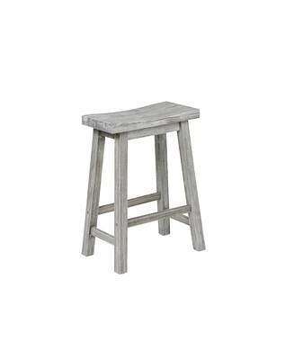 Slickblue Saddle Design Wooden Counter Stool with Grain Details for Rustic Home Decor