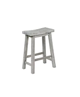 Slickblue Saddle Design Wooden Counter Stool with Grain Details for Rustic Home Decor