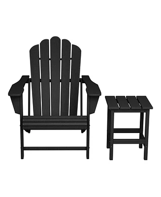 WestinTrends Outdoor Patio Hdpe Adirondack Chair With Cup Holder and Table Set