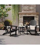 WestinTrends 3-Piece Outdoor Patio Hdpe Adirondack Chair With Cup Holder and Table Set