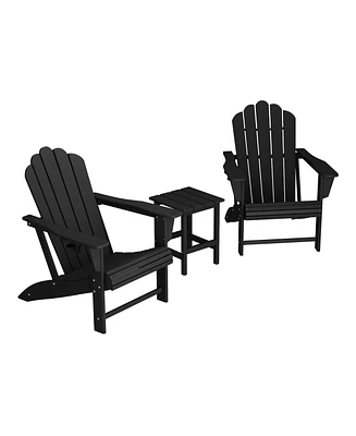 WestinTrends 3-Piece Outdoor Patio Hdpe Adirondack Chair With Cup Holder and Table Set