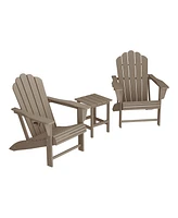 WestinTrends 3-Piece Outdoor Patio Hdpe Adirondack Chair With Cup Holder and Table Set
