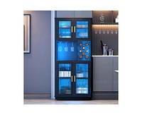 Vlsrka Wine Bar Storage Cabinet with Led Lights