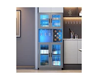 Vlsrka Wine Bar Storage Cabinet with Led Lights