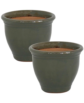 Studio Outdoor/Indoor High-Fired Glazed Uv- and Frost-Resistant Ceramic Planters with Drainage Holes
