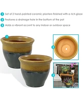 Sunnydaze Decor Studio Ceramic Flower Pot Planter with Drainage Holes