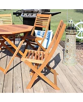 Meranti Wood Outdoor Folding Patio Chairs - Set of 2 - Teak Oil Finish