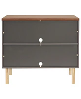 Mid-Century Modern 2-Door Accent Cabinet with Shelves - For Dining Room, Living or Bathroom Gray