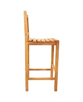 Solid Teak Wood Outdoor Bar Chair - For Patio, Home Bar, or Deck - 330 lb Weight Capacity - 43 Inches H
