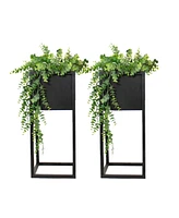 Modern Simplicity 8.25" Square Metal Raised Planter Box with Legs
