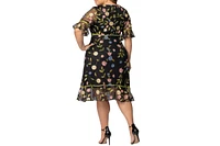 Kiyonna Plus Wildflower Embroidered Floral Mesh Dress