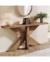 Tribesigns 70.9 Inches Long Sofa Table Behind Couch, Farmhouse Console Entry with Wooden Geometric Base for Entryway, Living Room