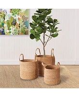 Napa Home & Garden Seagrass Round Baskets With Long Handles Set of 3