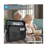 Pyle Wireless Tv Speaker with Transmitter and Rechargeable Battery