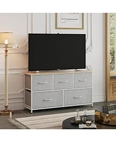 Wlive Dresser for Bedroom with 5 Drawers Wide Chest of Drawers Fabric Dresser Storage Organizer Unit with Fabric Bins for Closet Living Room Hallway
