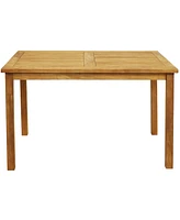 Sunnydaze Decor Rectangular Solid Teak Outdoor Dining Table - Light Wood Stain Finish - 47-Inch
