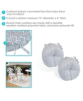 Polyester Outdoor Bistro Seat Cushions - Set of 2 15-Inch Diameter Cozy Round for Chairs
