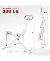Sunny Health & Fitness Pink Smart Upright Row-n-Ride Squat Assist Exerciser with Free SunnyFit App via Bluetooth