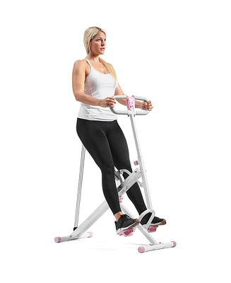 Sunny Health & Fitness Smart Upright Row-n-Ride Squat Assist Exerciser in Pink w Free SunnyFit App via Bluetooth - P2100