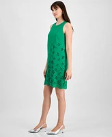 Anne Klein Petite Floral-Cutout Sleeveless Shift Dress